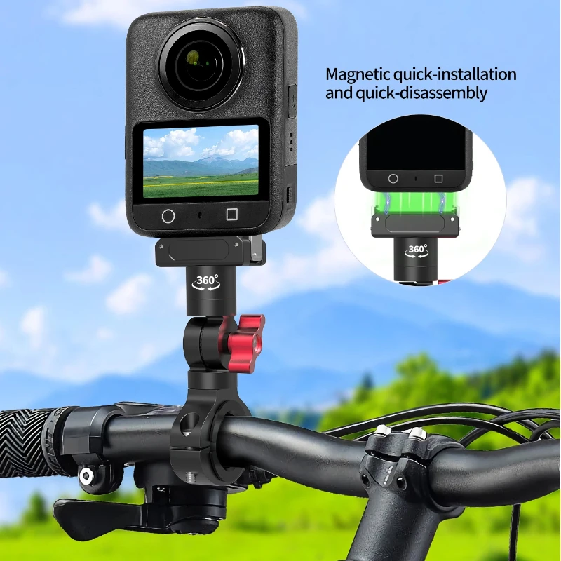 Dreh- und Neigungs-Fahrradlenker-Lenker-Dämpfungshalterung, Telefonhalter für Gopro 13, DJI Osmo 360 Action 6, 5, Insta360 GO Ultra