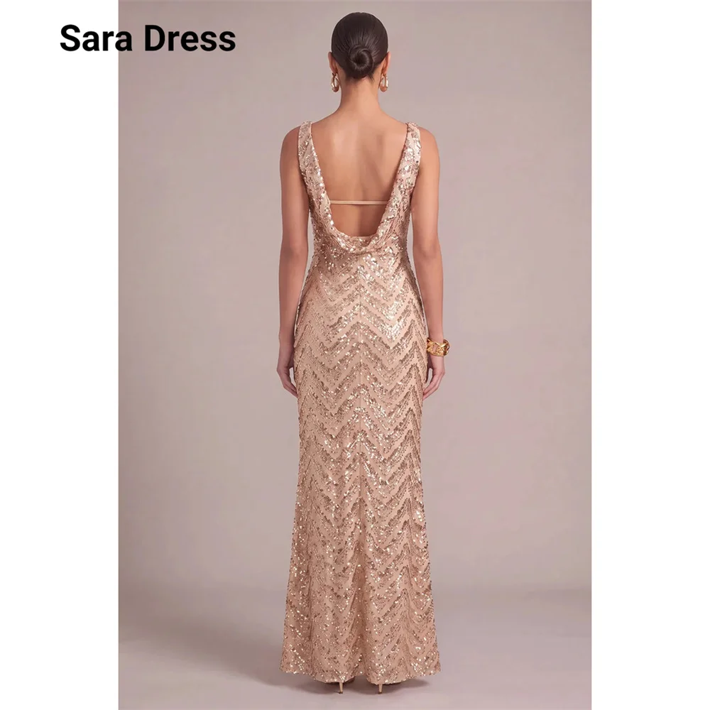 Sara Custom Backless Fishtail Sleeveless Shiny Party Long Dress 2026 Woman Women's Ball Gown Dresses for Luxury Party Evening