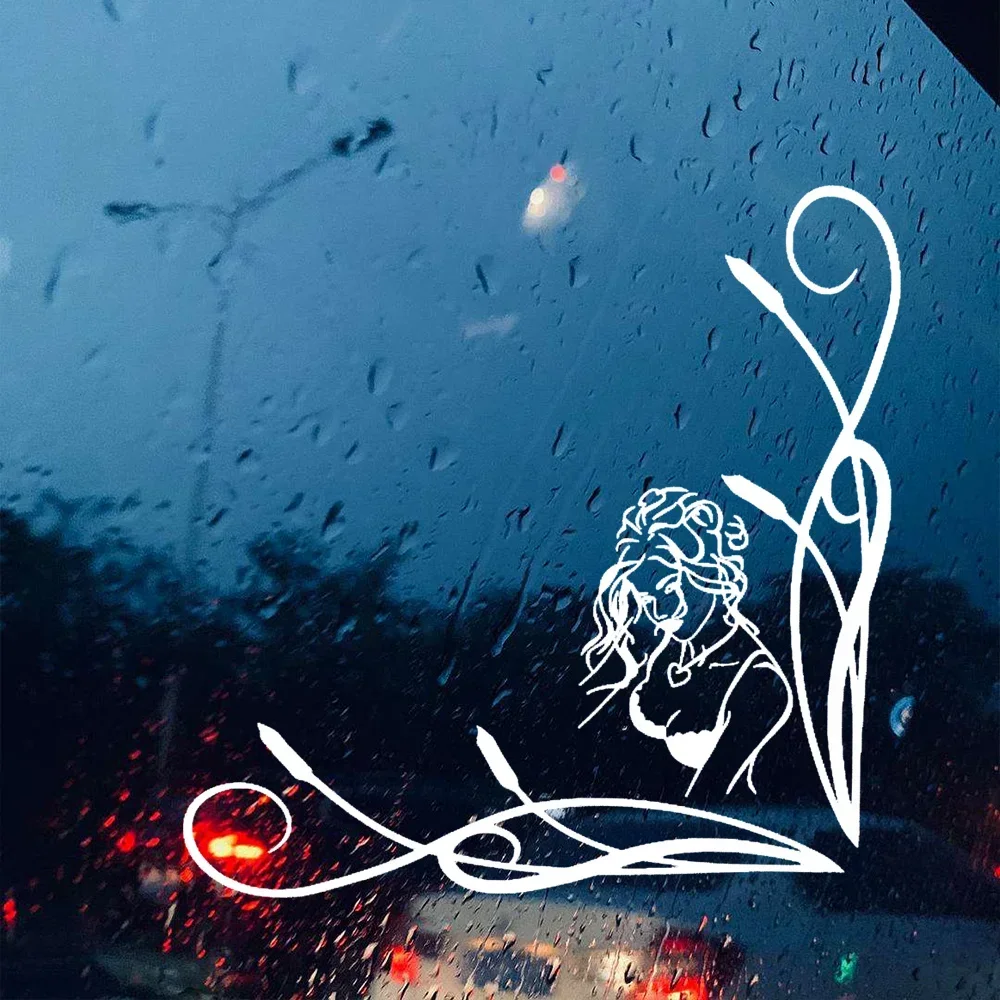 Graceful Women Flower Pattern Stickers 2PCS Set Cute Art Decoration for Travel Bag Notebook Phone Case