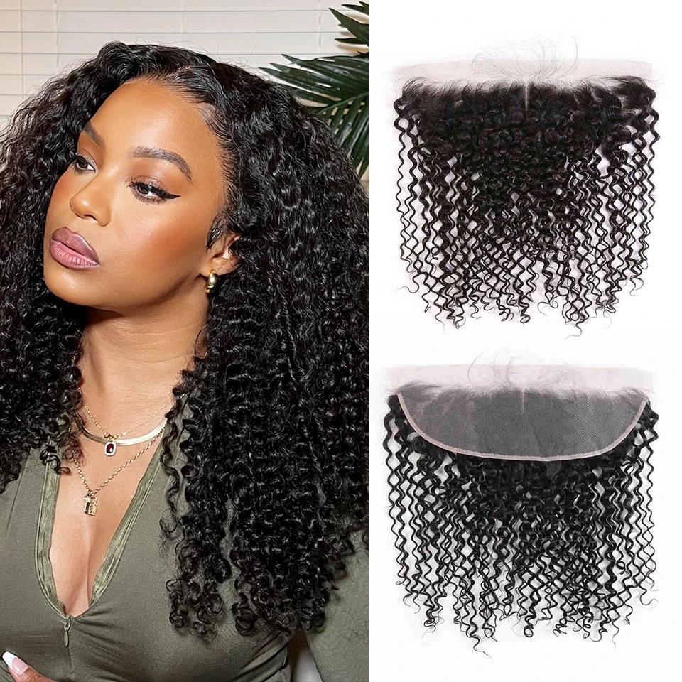 

Kinky Curly Wave 13x4 Lace Frontal Transparent Swiss 13x4 Front Pre Plucked Brazilian 100% Remy Human Hair On Sale 130% Density