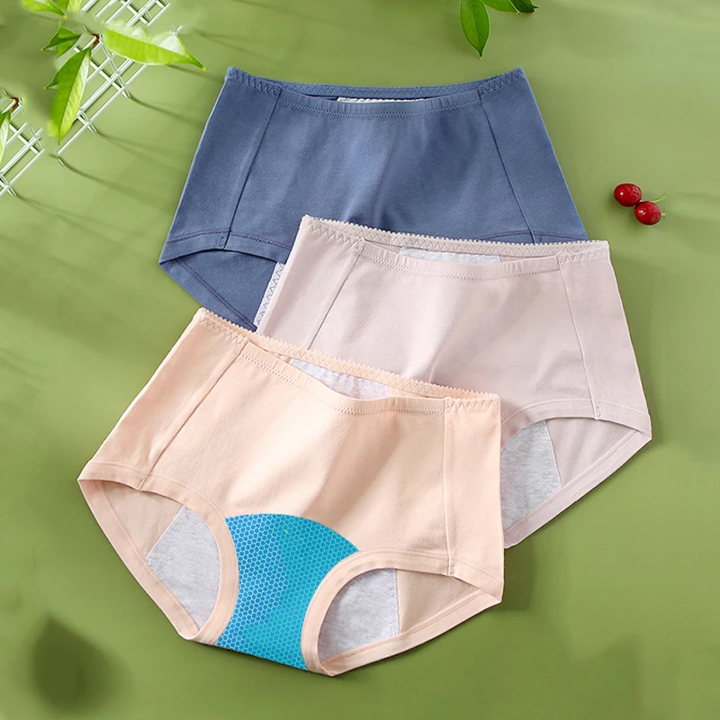 3Pcs Leak Proof Menstrual Women Panties Cotton Physiological Briefs Widen Female Period Pants Mid Waist Breathable Underwear