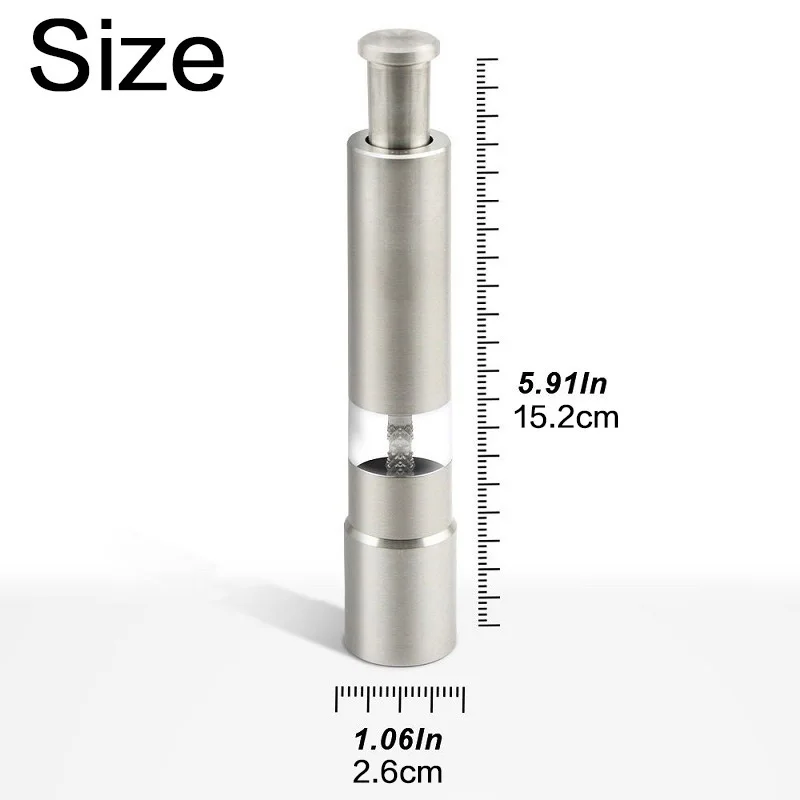 Novelty Thumb Push Pepper Mill Portable Salt Mill Manual Pepper Mill Salt Shaker Stainless Steel Spice Grinder Barbecue Kitchen