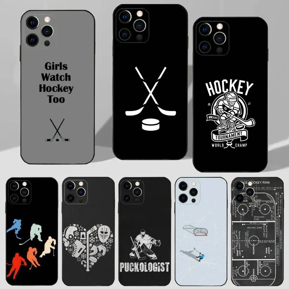 

Sports Ice Hockey Print Phone Case For iPhone 16,15,14,13,12,11 Plus,Pro Max,XS,X,XR,SE,Mini,8,7 Soft Silicone Black Cover