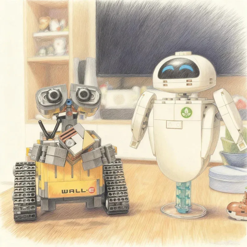 Building Blocks 811pcs Popular Movies Wall-E Cleaning Robot Eva Eve Robot 43279  Cute Cartoon Character Model Toy Christmas Gift