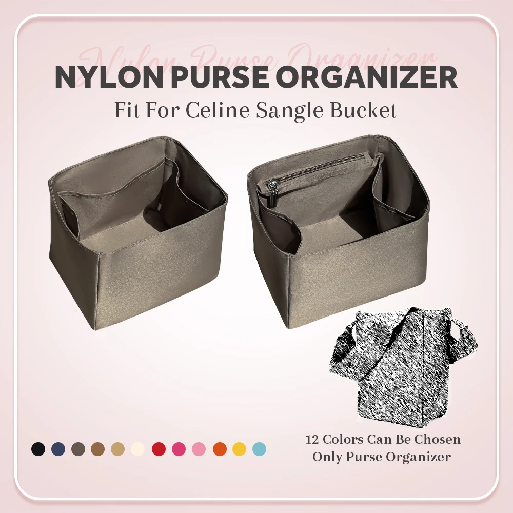 

Nylon Purse Organizer Insert, Inner Liner Bag Organizer Insert Fit for Celine Sangle Bucket Durable Inside Bag Organizer Insert