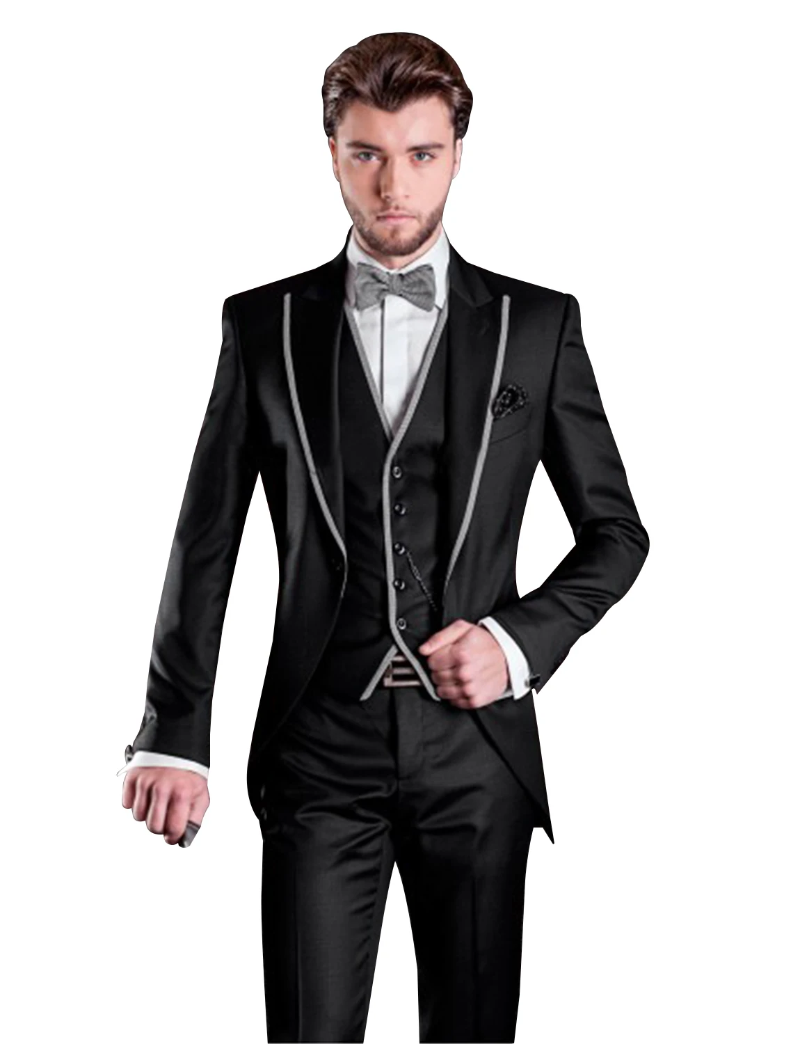 Traje de boda para hombre, conjunto ajustado de tres piezas, chaquetas, chaleco, pantalones, fiesta