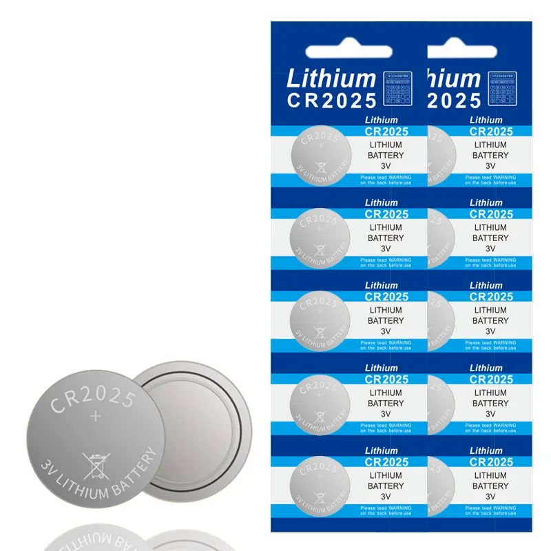 100Pcs Lithium Battery CR2025 3V Cell Coin Batteries DL2025 BR2025 KCR2025 CR 2025 Car Key Button Watch Computer Electronic Toy