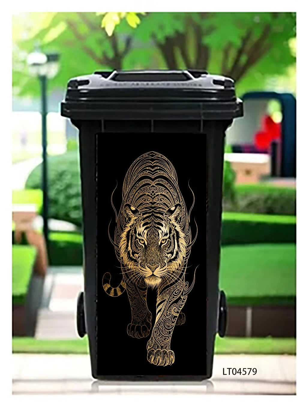Magical Koi Fish Mural Trash Can Sticker, Glowing Neon Design Waterproof Peel and Stick Outdoor Garbage Bin Decal