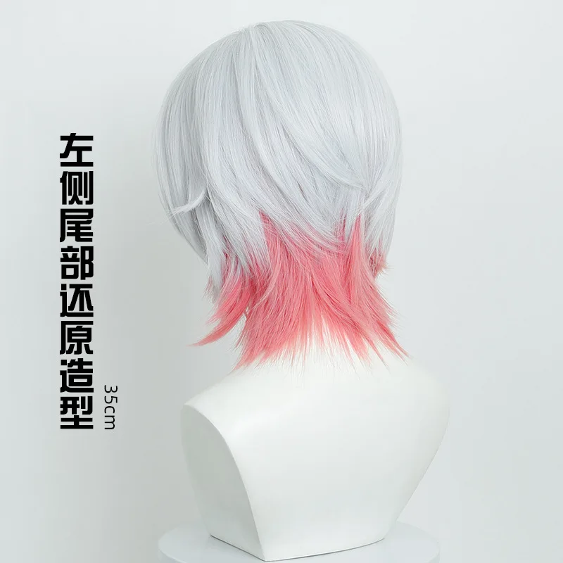 Parrucca cosplay Sakuraba Ema Anime Capelli bianchi rosa