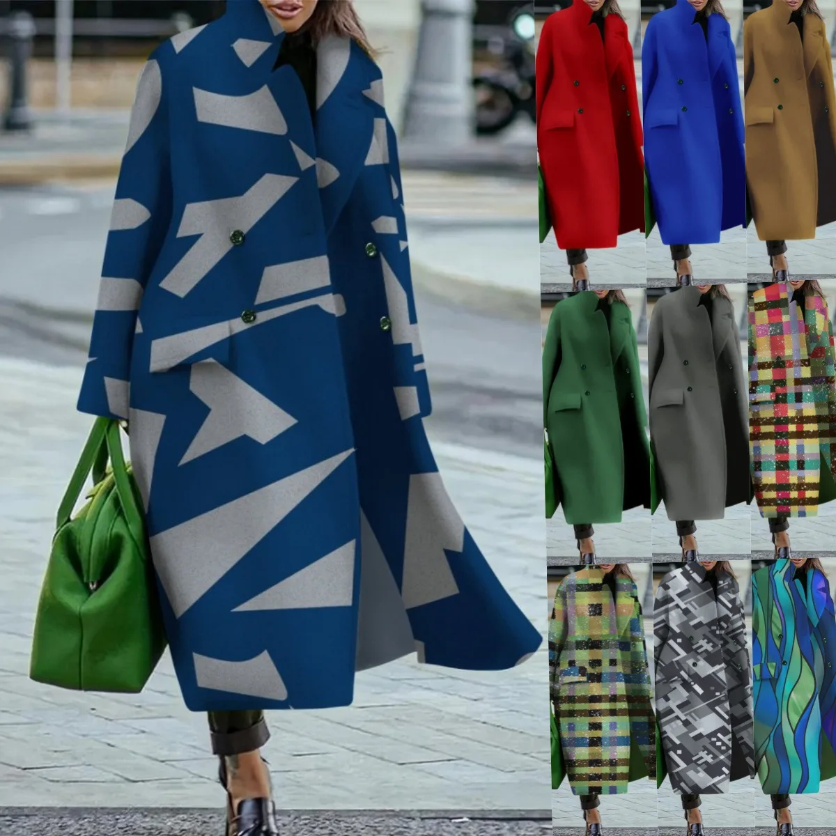 

2025 смешанное пальто, осенняя женская осенне-зимняя шерстяная куртка, винтажная длинная верхняя одежда, корейская элегантная толстая ветровка с роговыми пуговицами