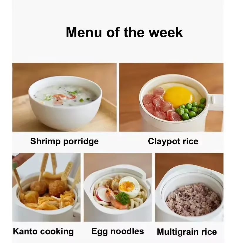 800ml Mini Rice Cooker Multifunctional Non Stick Electric Cooker Office Food Warmer Bento Box Portable Electric Lunch Box 220V