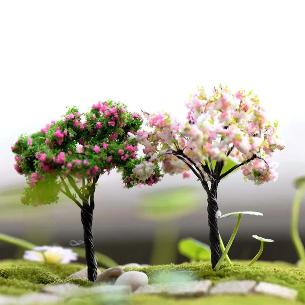 Simulation SakuraTrees Garden Microlandscape Miniatures Plastic Figurines Mini Landscaping Home Decoration