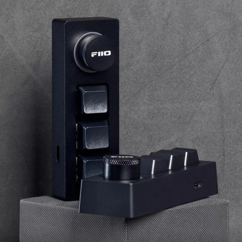 

FiiO KB1K Mechanical Keyboard Mini Wired ABS Dual USB Ports Cool RGB Hot Swap Custom Keys HiFi Multimedia Keypad with Metal Knob