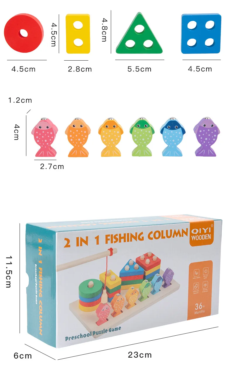Children's educational toys magnetic fishing games wooden alphanumeric cognitive fishing toys kindergarten parent-child game