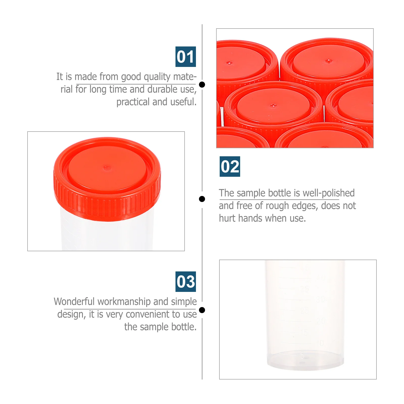 10Pcs Sampling Bottles Plastic Specimen Storage Bottles Durable Use Laboratory Medical Sample Storage Practical Transparent