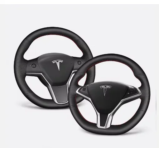 Luxury Custom Fit Tsla Steering Wheel Cover Genuine Leather Hand-Stitched for Tla Model X