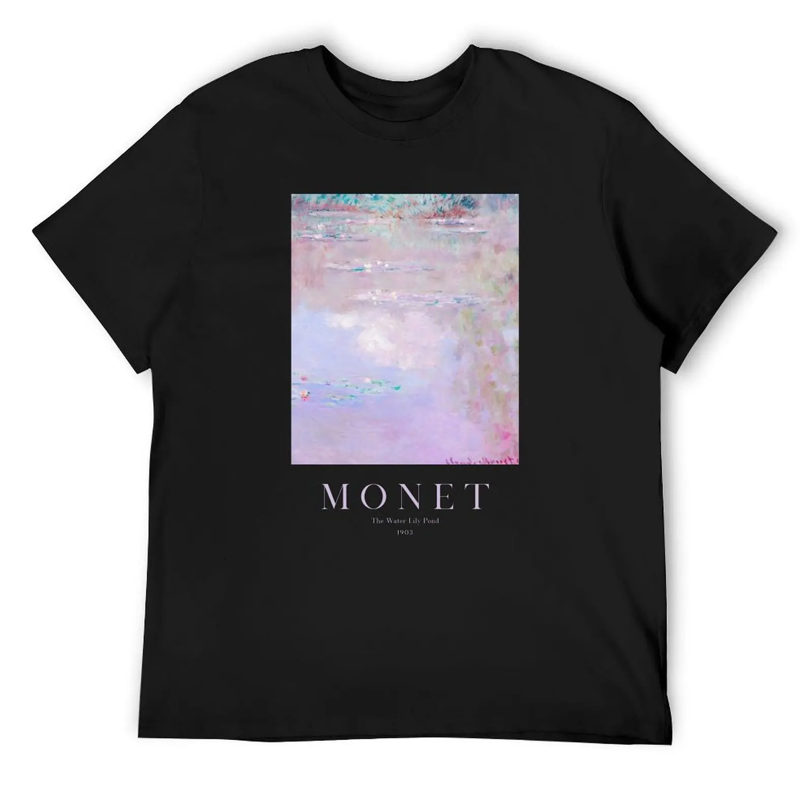 The Water Lily Pond by Claude Monet, Pink Lavender Color T-Shirt anime t shirts summer top fruit of the loom mens t shirts