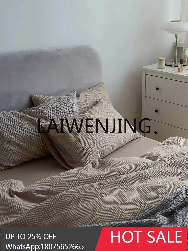Pure Cotton Four-Piece Set Light Luxury High-Grade Bed Sheet Quilt Cover Ins Waffle Three-Piece Bedding Set