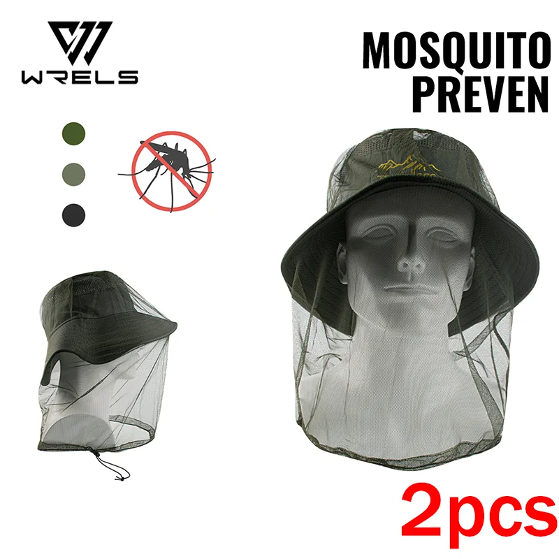 2PCS Anti Mosquito Mesh Mask Adjustable Fishing Camping Mesh Mask Durable Lightweight Head Cover Outdoor Face Protectors