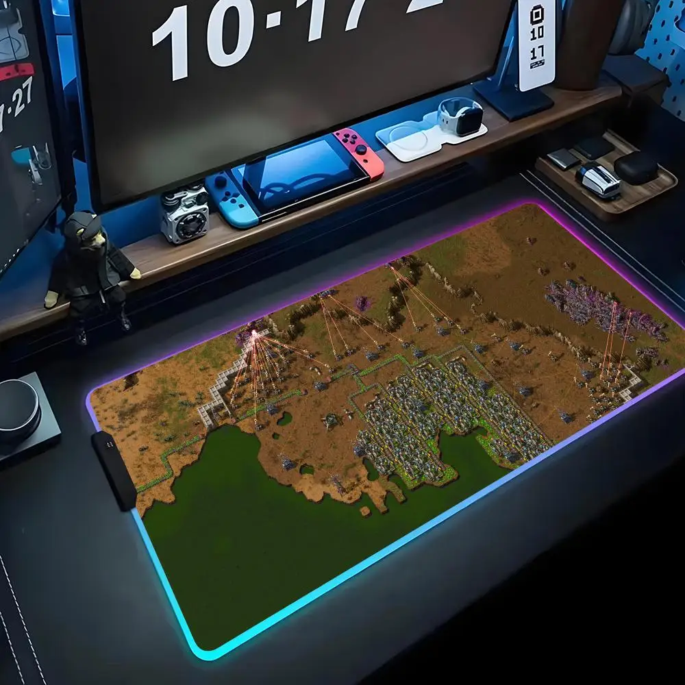 

factorio Mouse Pad RGB Gaming Mousepad Big LED Pad PC Desk Mat Luminous Mouse Pad Large Keyboard Mats Table Rug With Backlit