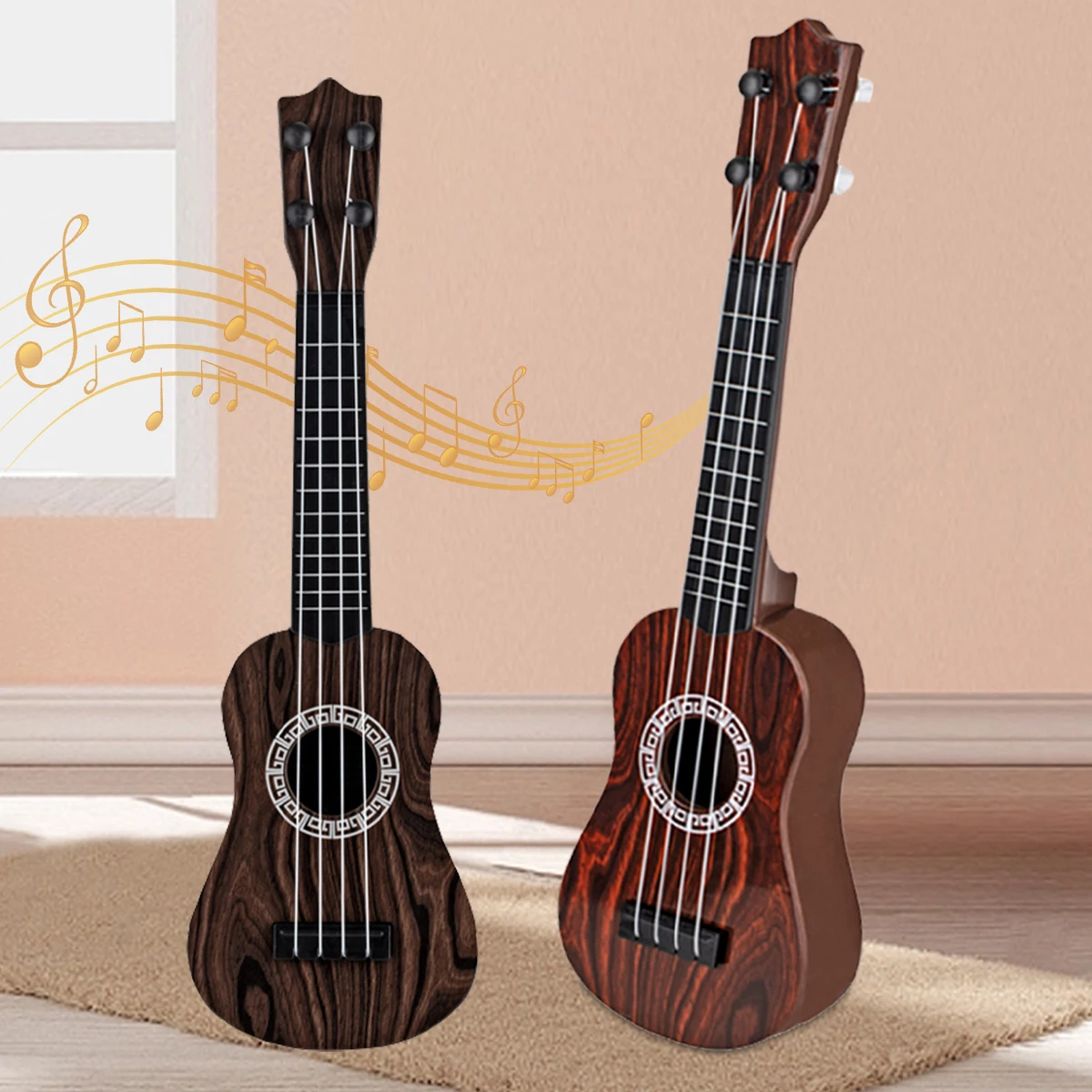 Mini Ukulele Toys, 4 String Playable Enlightenment Early Education Music Toy, Small Guitar Interactive Game for Kids Gifts