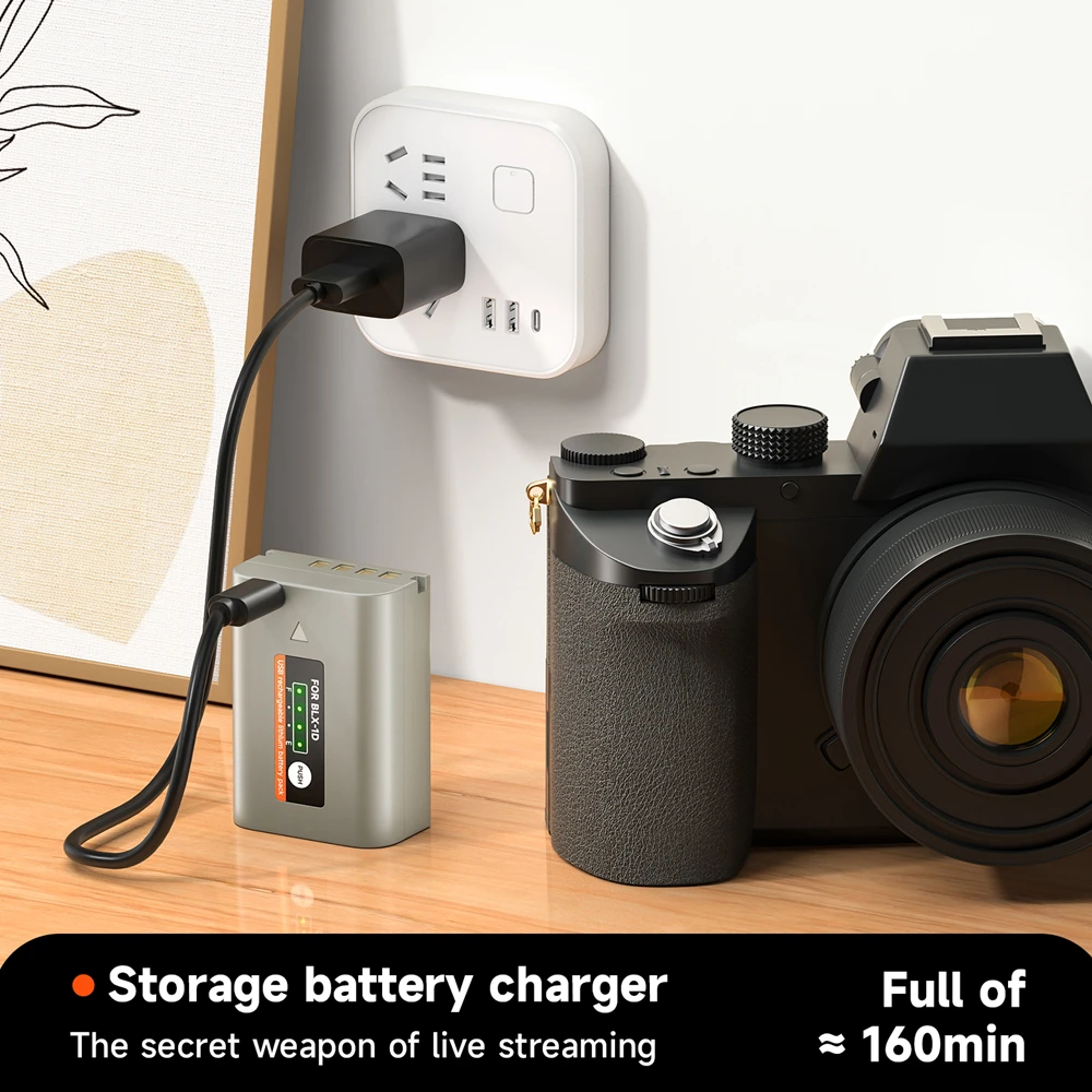 BLX 1 BLX-1 Battery with Type C USB Fast Charging Port for Olympus OM1 MARK II OM-1 OM System 2600mAh BLX1 Camera Battery OM 1