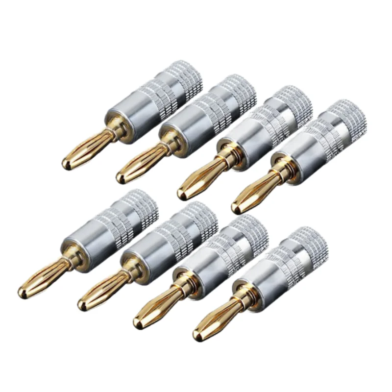 2/4/8/10/20/40 Stück Bananenstecker 4mm Lautsprecher-Bananenstecker 24K Kupfer Vergoldet 4mm Bananenbuchse Passend zu 4mm Anschlussklemme