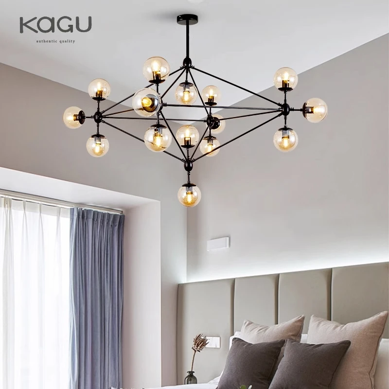 Modern Minimalist Living Room Bedroom Lamp Glass Ball Chandelier Creative Industrial Clothing Store Lighting Decoration