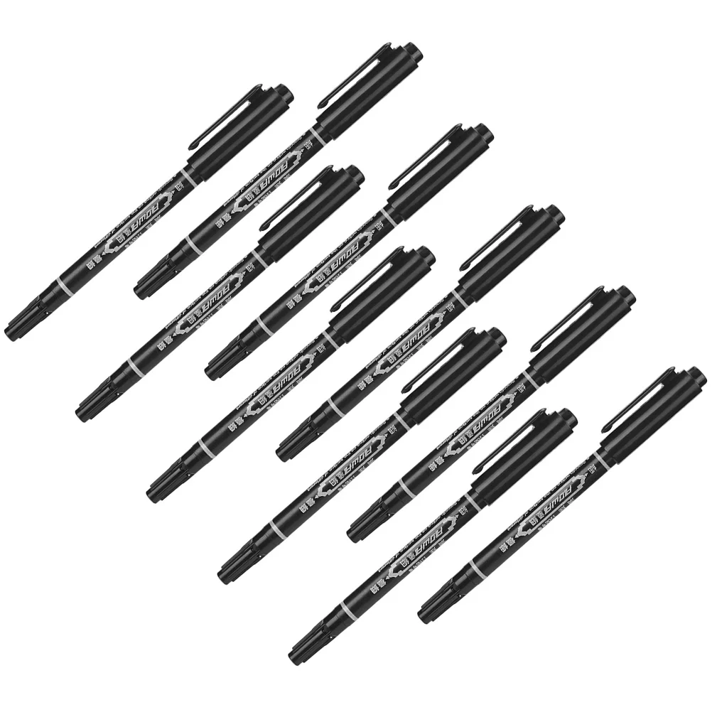 

10 Pcs Tattoo Pens Markers Eye Brow Tattooing Makeup Black Manual Eyebrow Tool