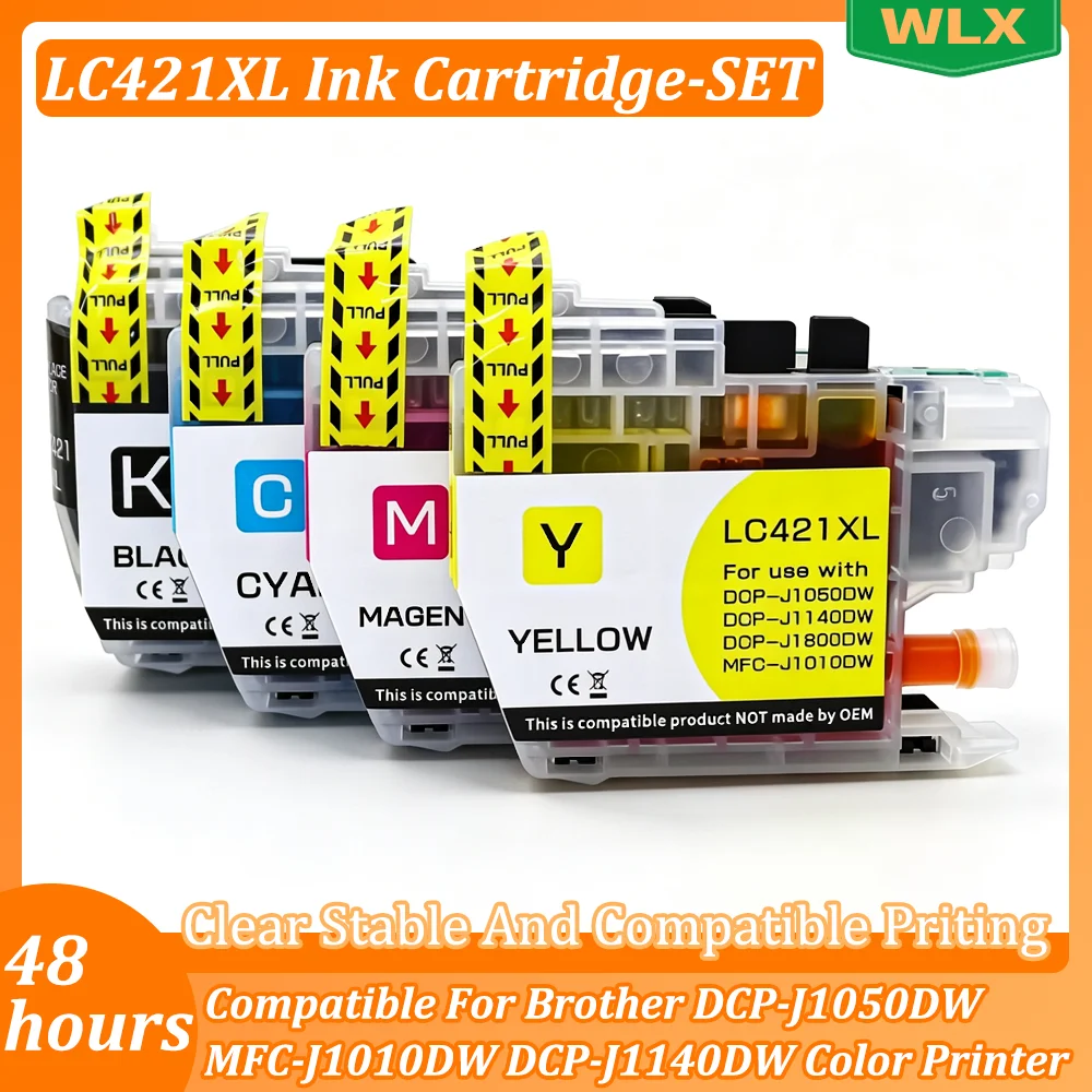 1/2 SET LC421XL LC421 421XL Ink Cartridge Compatible For Brother DCP-J1050DW MFC-J1010DW DCP-J1140DW Color Printer