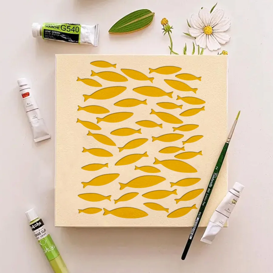 그림용 대형 스텐실 템플릿 6개 - 11.8x11.8인치 DIY 벽, 직물, 카드 장식 도구