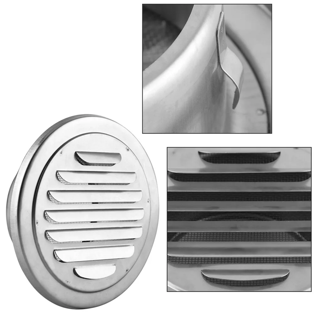 Modern Stainless Steel Air Vent Round Silver Ventilation Cover Durable Exhaust Grill Cap Ceiling