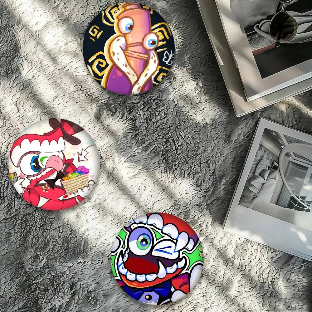 Anime Character Kinger Caine Can Brooches Soft Button Pin Funny Silly Gnarpy On A Skateboard Meme Badge Gamer Collection Gifts