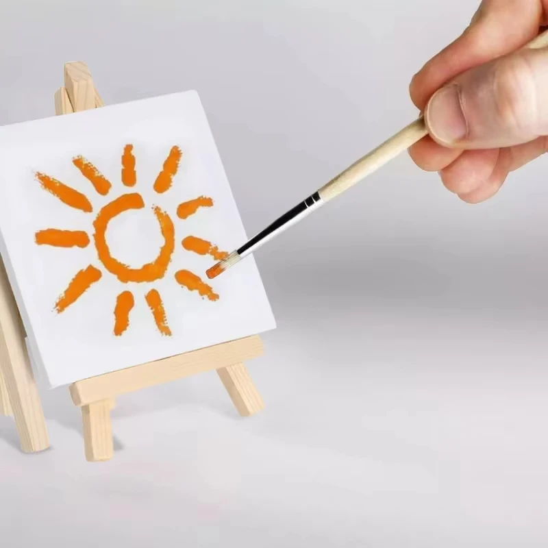 12 قطعة/المجموعة الفنانين 5 بوصة الحامل الصغير + 3x3 بوصة قماش صغير مجموعة اللوحة الاطفال الحرفية DIY بها بنفسك الرسم طاولة صغيرة الحامل للفن المدرسي