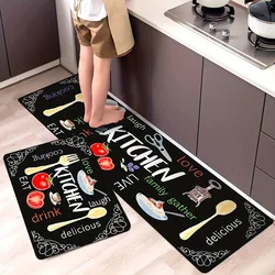 Modern Non-Slip Kitchen Mat with Vibrant Digital Printed Letters Carpet Anti-Slip Rug for Modern Kitchen Home Decor Floor Mat