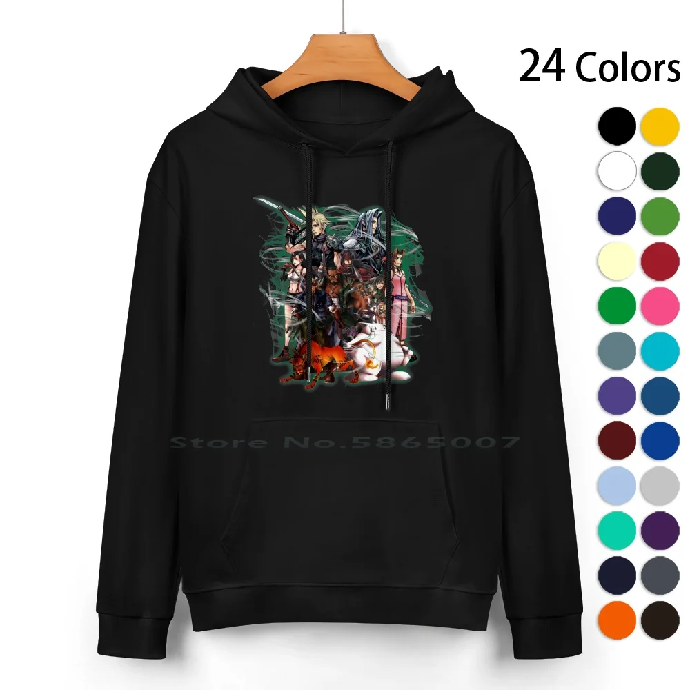 Final Fantasy Vii-Collage Pure Cotton Hoodie Sweater 24 Colors Ff7 Ffvii Final Fantasy Squall Cloud Tifa Realm Reborn Chocobo