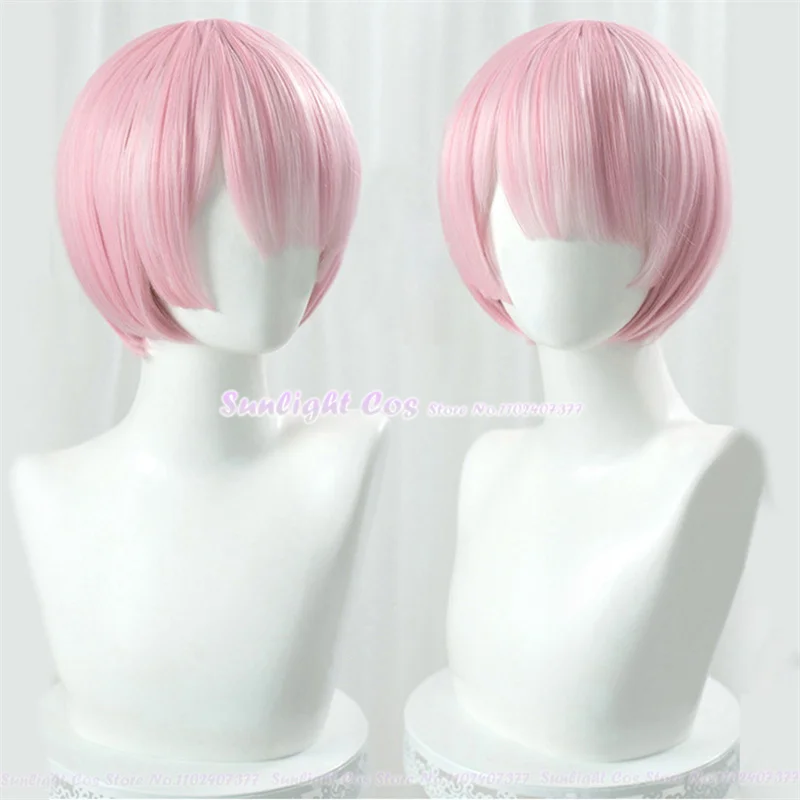 Anime  Pink Ram Cosplay Wig Blue Rem Cosplay Wig Heat Resistant Synthetic Hair Women Wigs