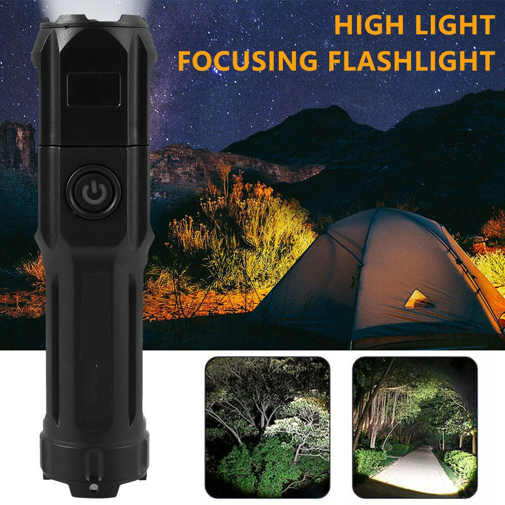 New 1/2/4Pcs Powerful LED Flashlight Rechargeable USB Lasting Zoom Fishing Hunting Camping 3 Modes Tactical Flashlight LED Torch