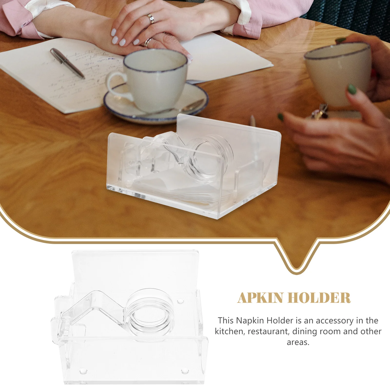 

Tissue Holder Vertical Transparent Acrylic Paper Rack Space Saving for Hotel Restaurant Home Clear Napkin for 13.5x13.5cm