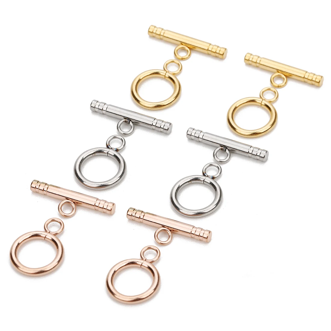 4 Sets Edelstahl-OT-Verschlüsse, Metall-Knebelverschlüsse, Verbinder für die Schmuckherstellung, DIY-Halsketten, Armbänder, Zubehörteile
