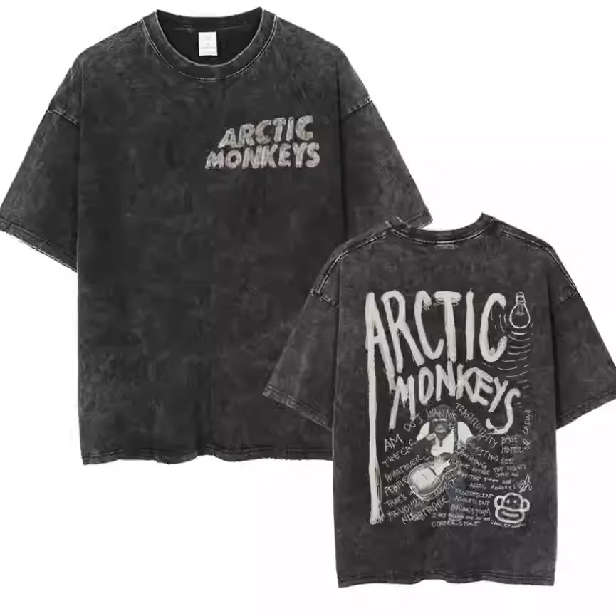

Лето 2022, ретро-рок, Arctic Monkeys, музыкальный альбом, графический 100% чистый хлопок, стираная футболка с принтом, мужская футболка большого размера в стиле хип-хоп Y2k