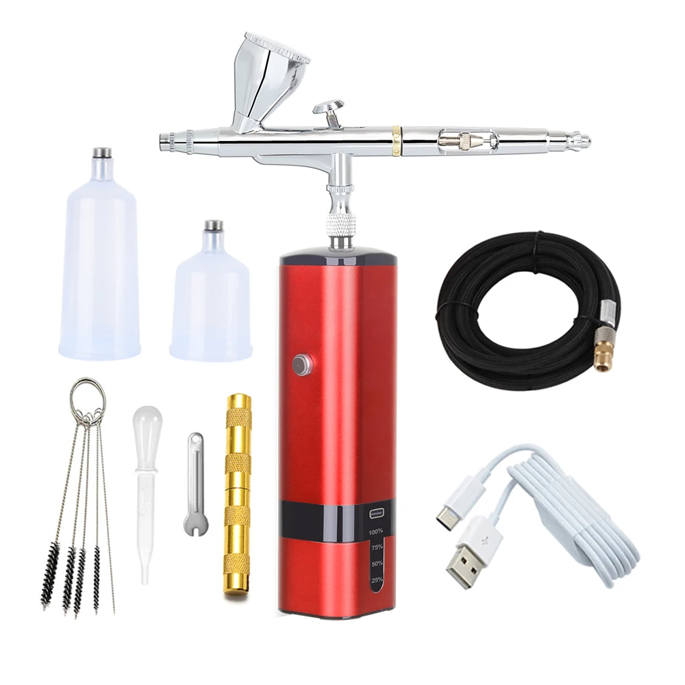 

Portable Cordless Airbrush With Compressor High Power Super Quiet Easy Use Powerful Dual Action Air Brush Pen Pneumatic Tool