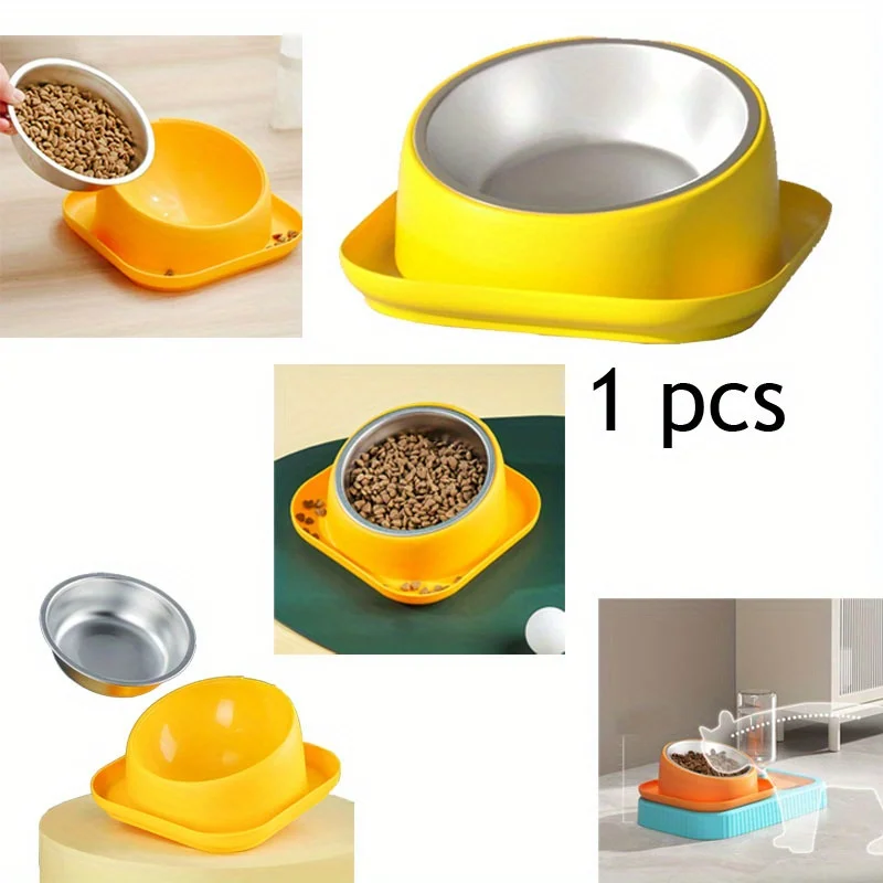 1pcs Anti-overturning Non-Slip Bowl For Cats Dogs Kitten Puppy Pet Food Bowl 15 Degrees Slope Safeguard Neck Anti-Ant Cat Feeder