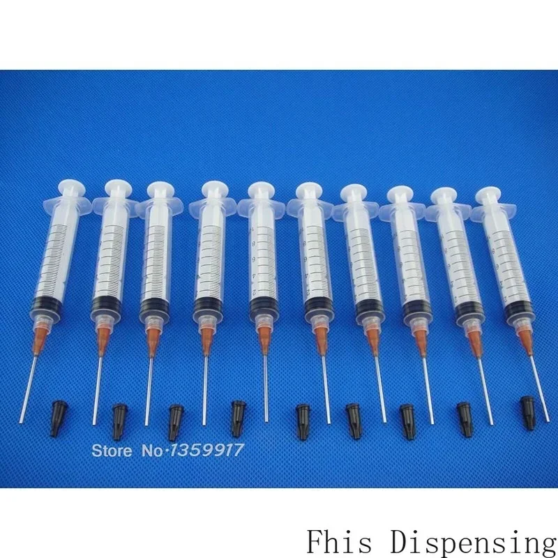 10cc/10ml Syringe 15G Blue Needle Glue Adhesive Henna Liquids 1.5 Inch Blunt Tip Dispensing Needle Pack of 5