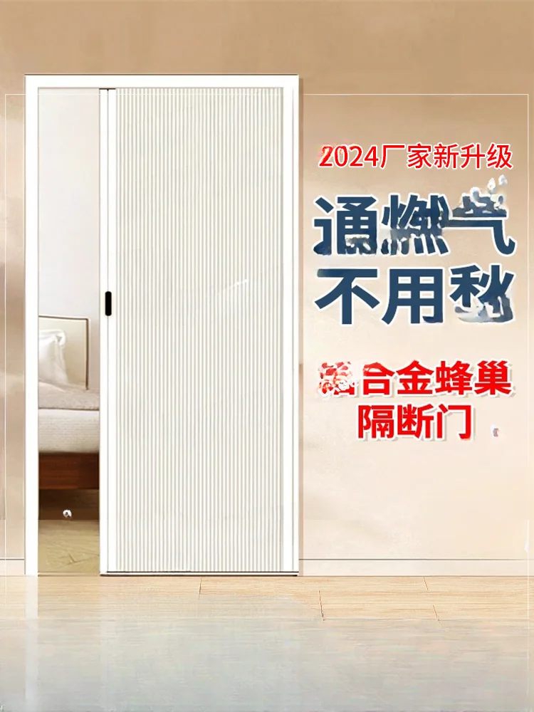 Folding Kitchen Partition Folding Sliding Door Simple Punching-free Toilet Gas Door