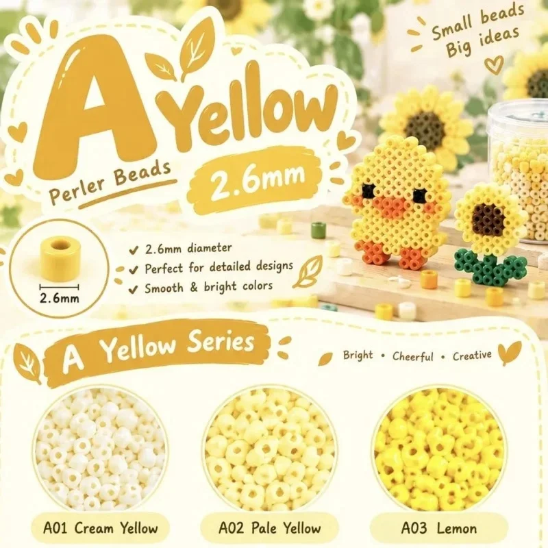 Color Cards 2000pcs Puzzle Beads 2.6mm – Hama & Perler Ironable Fuse Beads, Retro Pixel Art Style, Highly Satisfying DIY Set