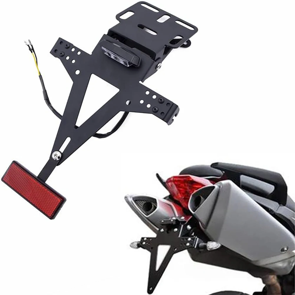 Motorcycle License Number Plate Frame Holder Multi-functional Adjustable Angle Turn Signal Tail Lamp Bracket