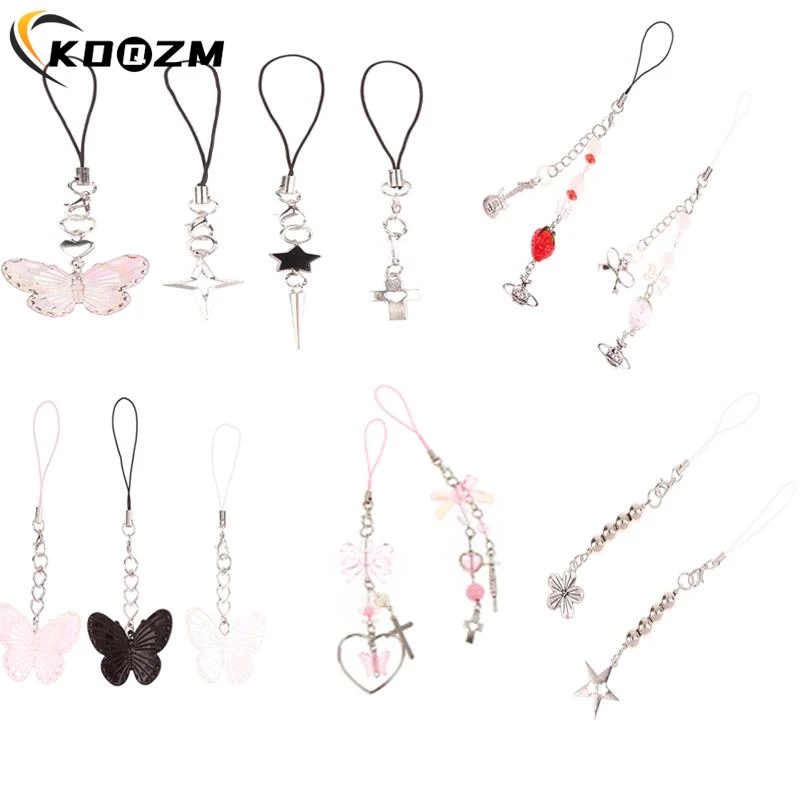 1 pcs Sweet Cool Colorful Butterfly Mobile Phone Lanyard Cell Phone Strap Keychain Butterfly Bags Pendant Decor