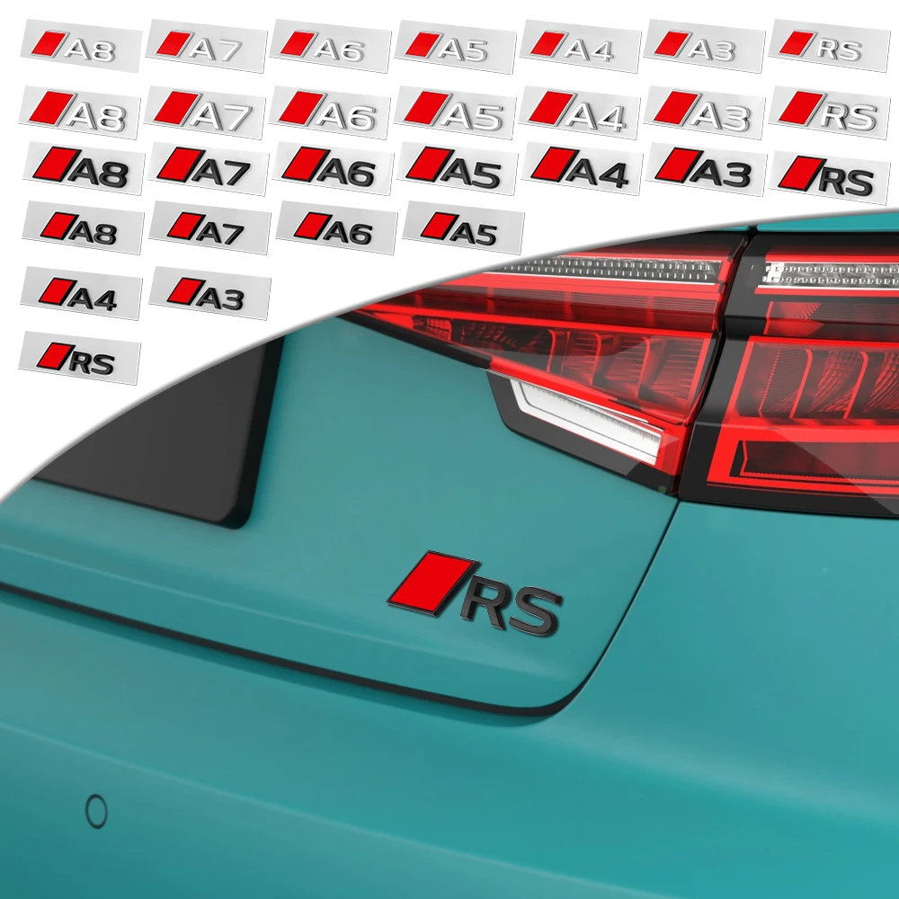 Новая 3D-эмблема на багажник автомобиля, глянцевая черная с красными буквами, для Audi Sline A1 A2 A3 A4 A4L A5 RS3 RS4, 1 шт.