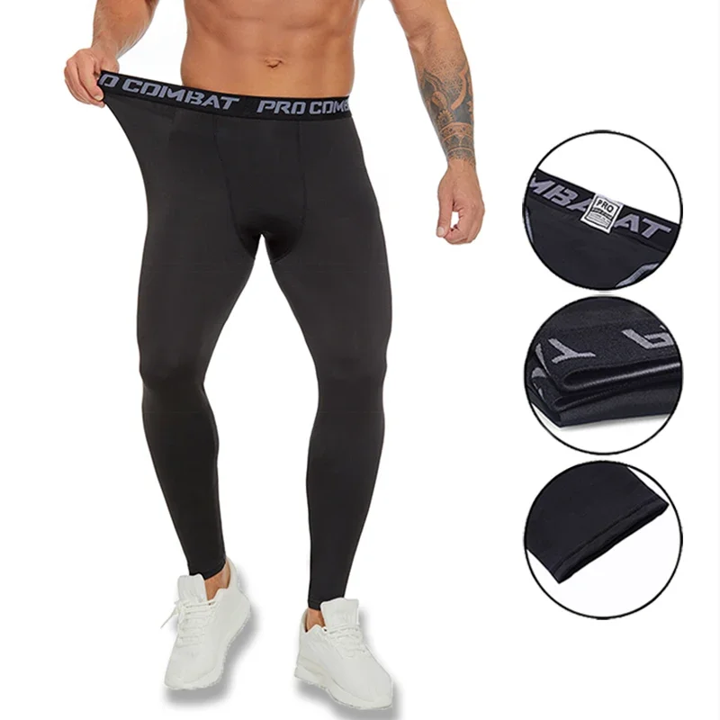 Mens Compression Leggings Running Gym Tights Basketball Licra Men Sports Workout Fitness Training Exercise Pants